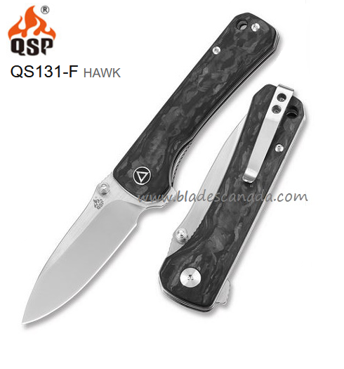 QSP Hawk Flipper Folding Knife, S35VN, Carbon Fiber, QS131-F - Click Image to Close